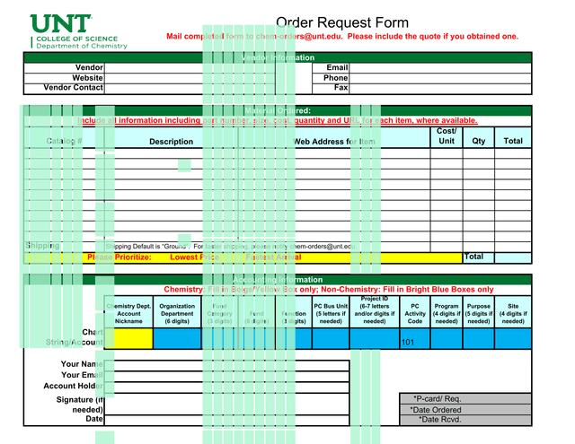 Order Request Form screenshot