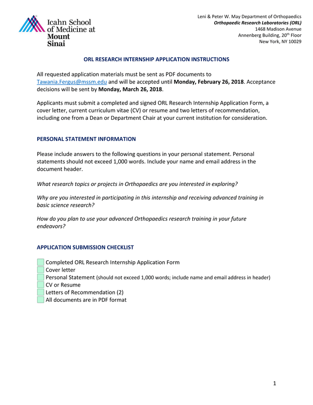 ORL Research Internship Application Instructions screenshot