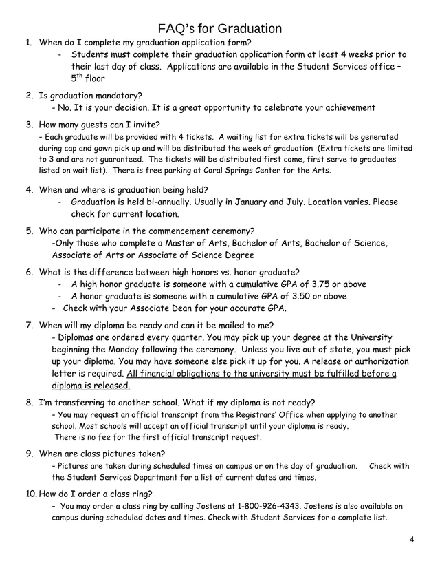 FAQS For Graduation screenshot