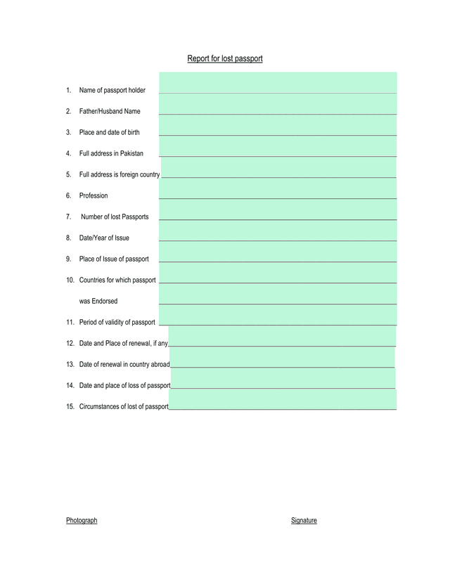 Report For Lost Passport screenshot
