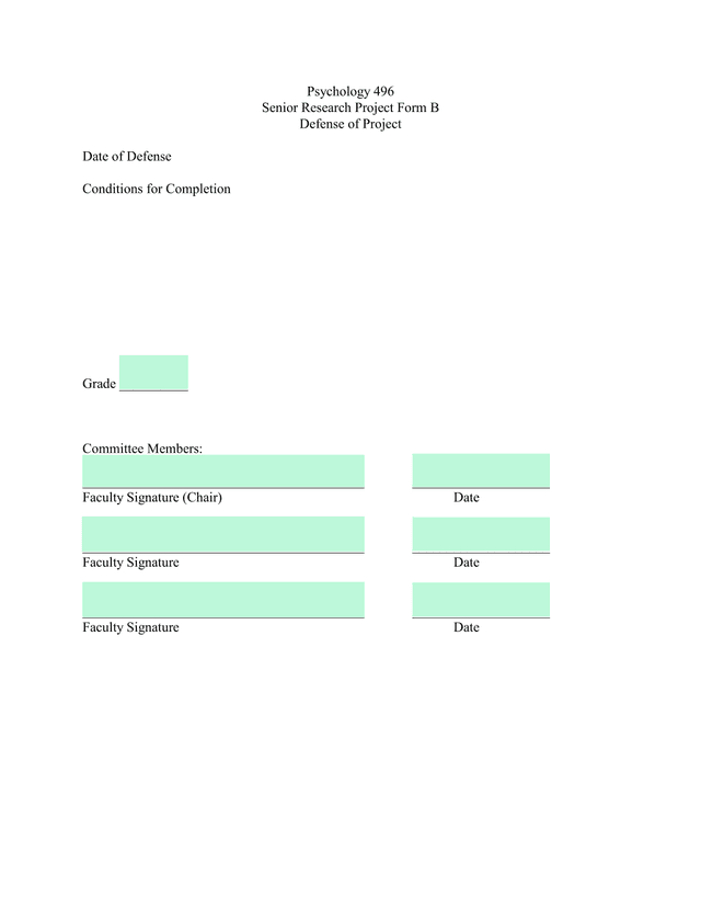 Psychology 496 Senior Research Project Form B screenshot