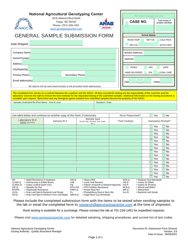 Submission Form General screenshot