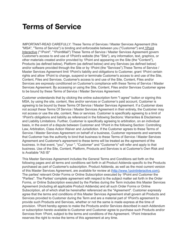 Terms Of Service screenshot