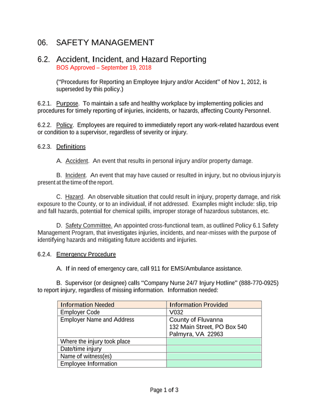 6.2. Accident, Incident, And Hazard Reporting screenshot