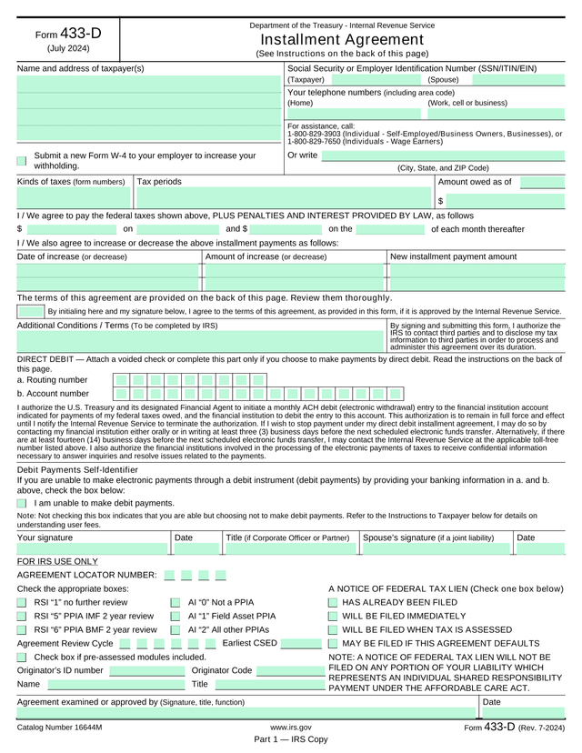 Form 433 D screenshot