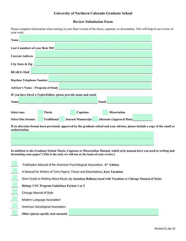 Review Submission Form screenshot