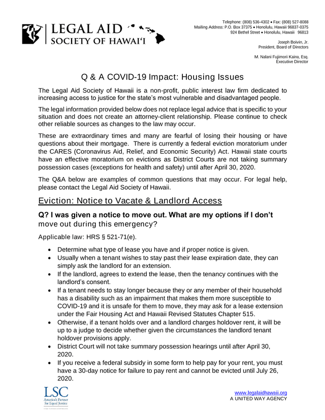 Q  A COVID 19 Impact Housing Issues screenshot