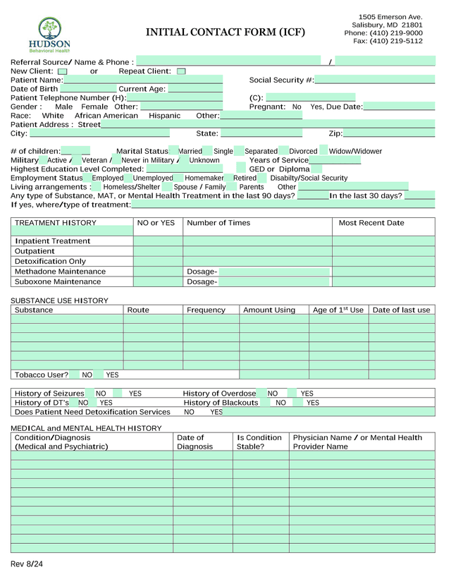 INITIAL CONTACT FORM (ICF) screenshot