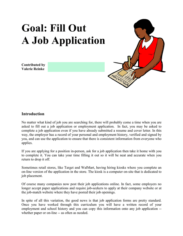 Goal Fill Out A Job Application screenshot