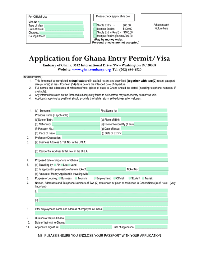 Application For Ghana Entry PermitVisa screenshot