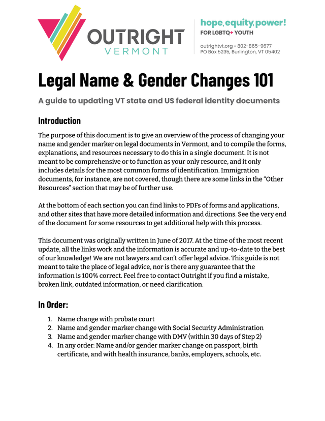 Legal Name  Gender Changes 101 screenshot
