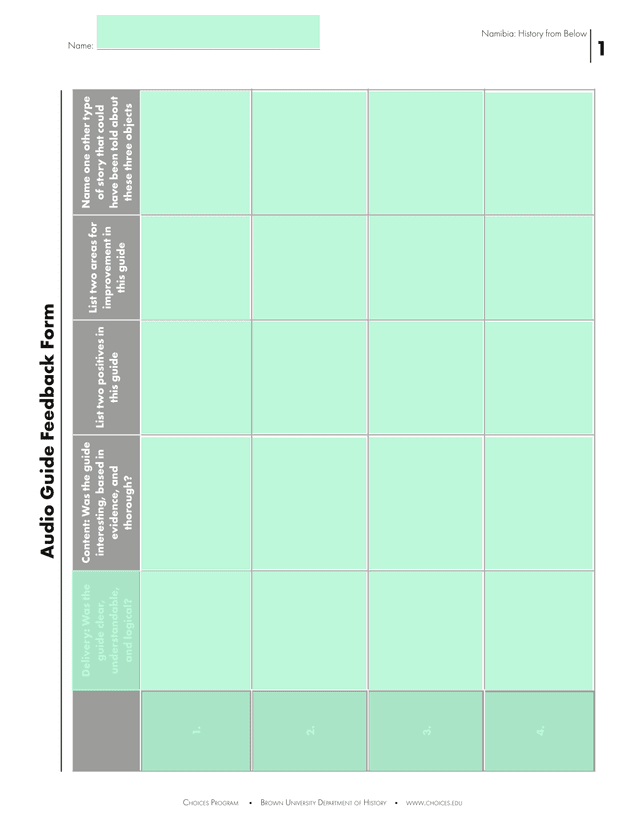 Audio Guide Feedback Form screenshot