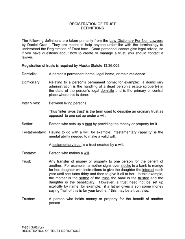 Registration Of Trust Definitions screenshot