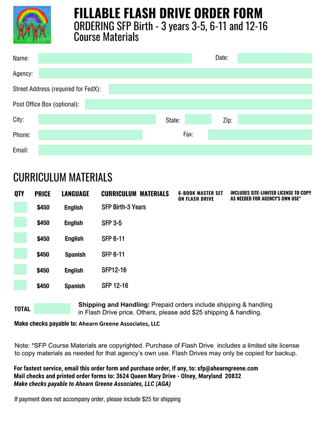 FILLABLE FLASH DRIVE ORDER FORM screenshot