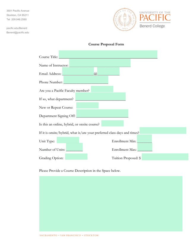 Course Proposal Form screenshot