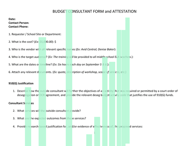 Budget Consultant Form And Attestation screenshot