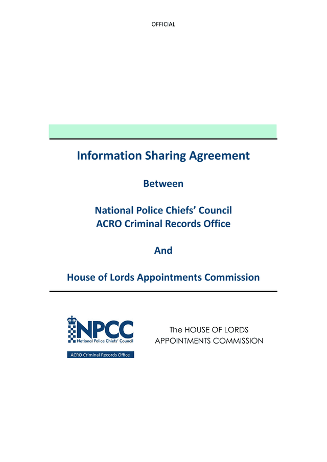 Information Sharing Agreement screenshot