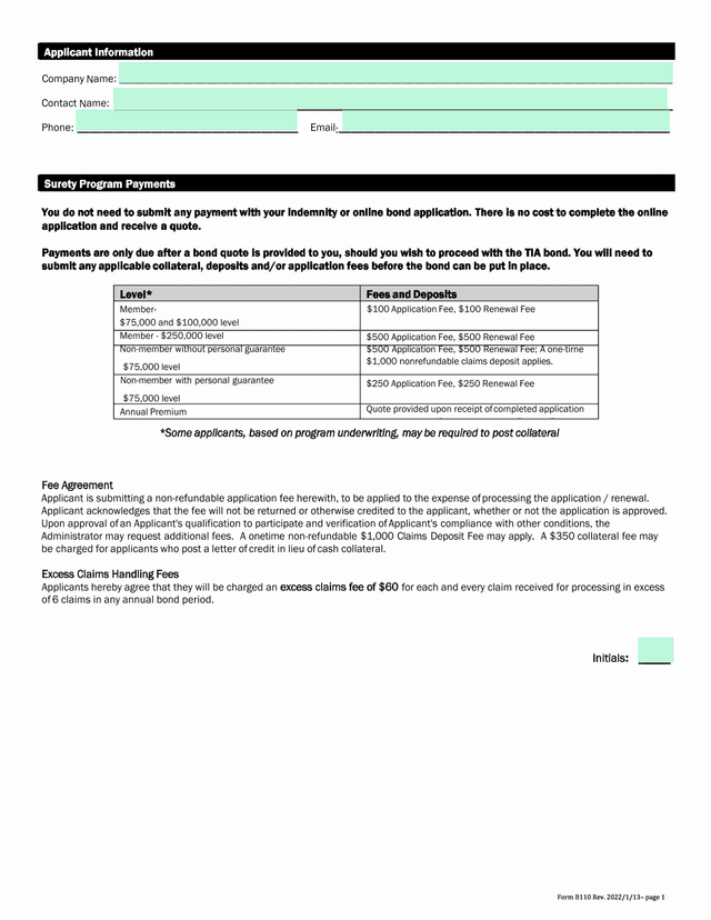 Surety Program Application screenshot