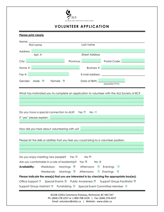 VOLUNTEER APPLICATION screenshot