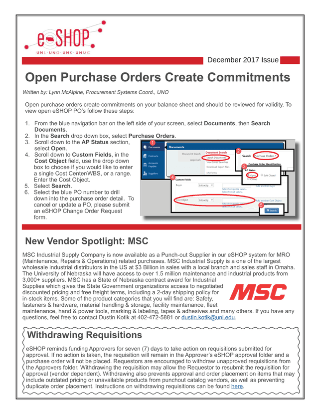 New Vendor Spotlight MSC screenshot