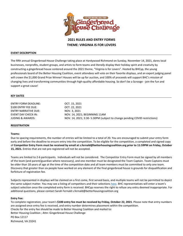 2021 Rules And Entry Forms   Gingerbread House Challenge screenshot