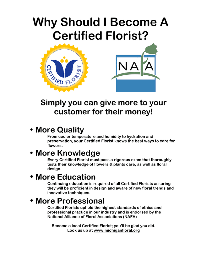 Certified Florist Registration Form screenshot