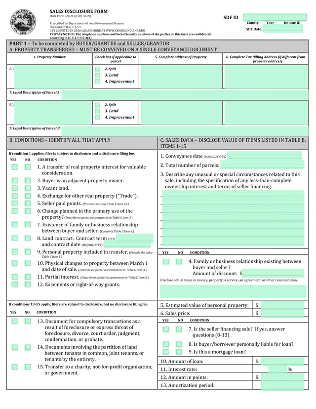 Sales Disclosure Form screenshot