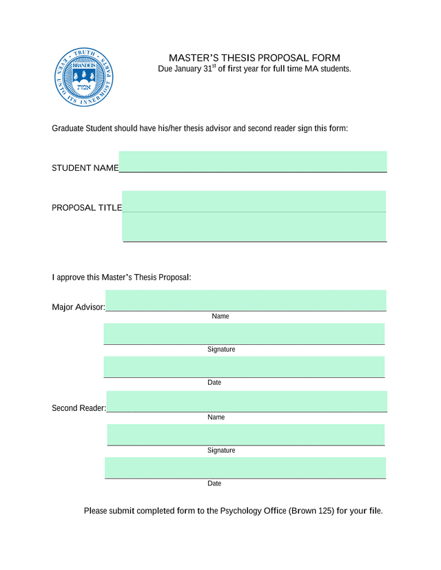 MasterS Thesis Proposal Form screenshot