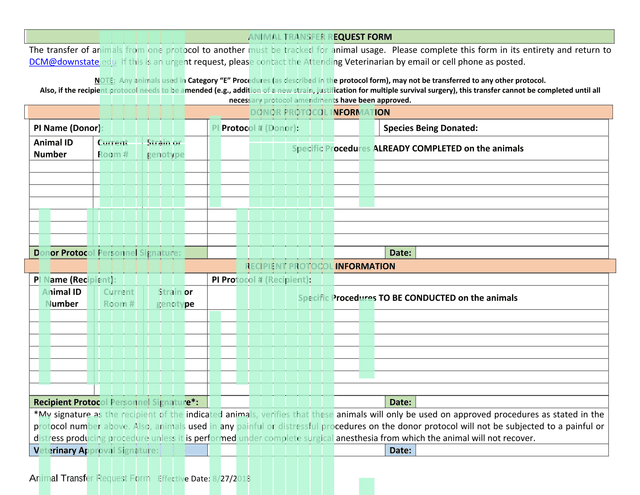 Animal Transfer Request Form screenshot