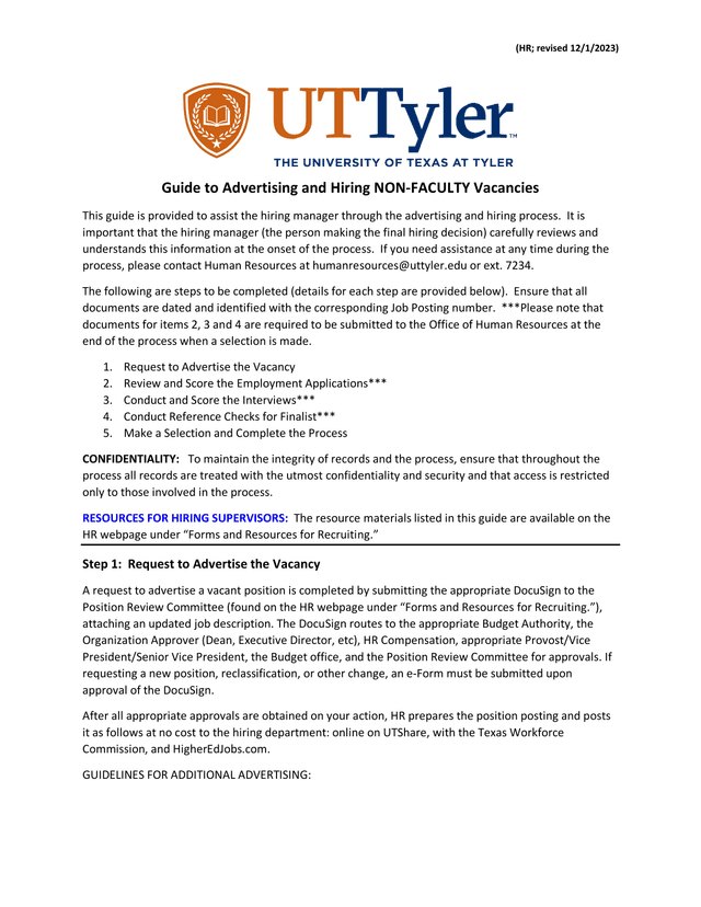 Guide To Advertising And Hiring NONFACULTY Vacancies screenshot