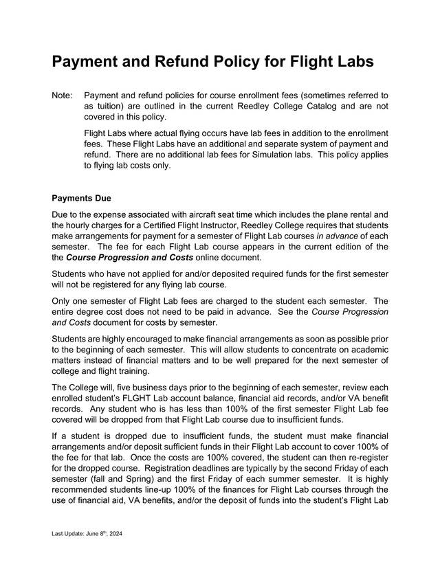 Payment And Refund Policy For Flight Labs screenshot