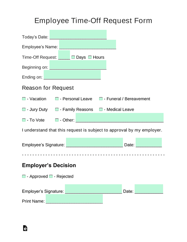 Employee Time Off Request Form screenshot