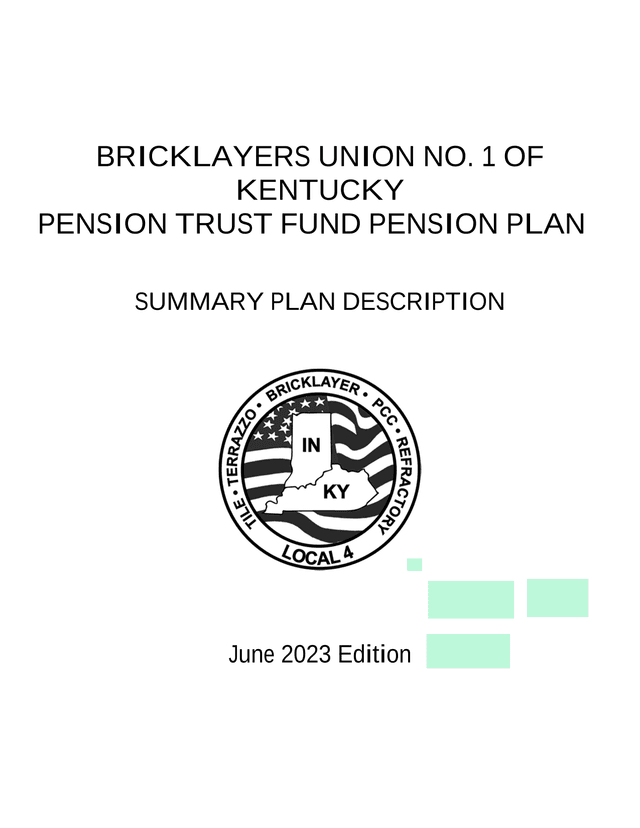 Bricklayers Union No. 1 Of Kentucky Pension Trust Fund Pension Plan Summary Plan Description screenshot