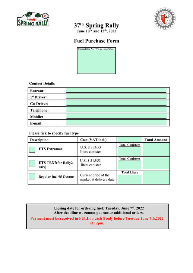Fuel Purchase Form screenshot
