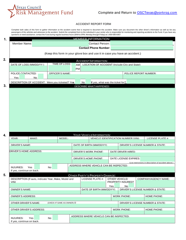 Accident Report Form screenshot
