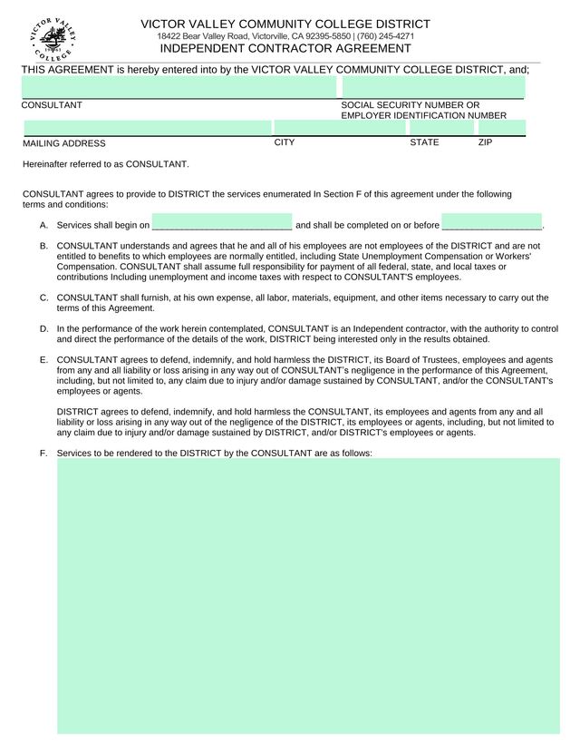 Consultant Agreement screenshot
