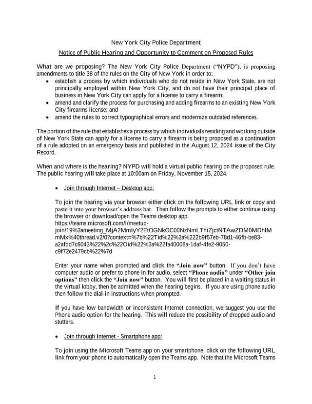 Notice Of Public Hearing And Opportunity To Comment On Proposed Rules screenshot