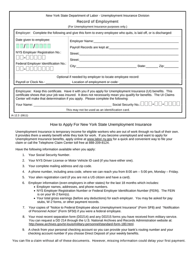 Record Of Employment screenshot