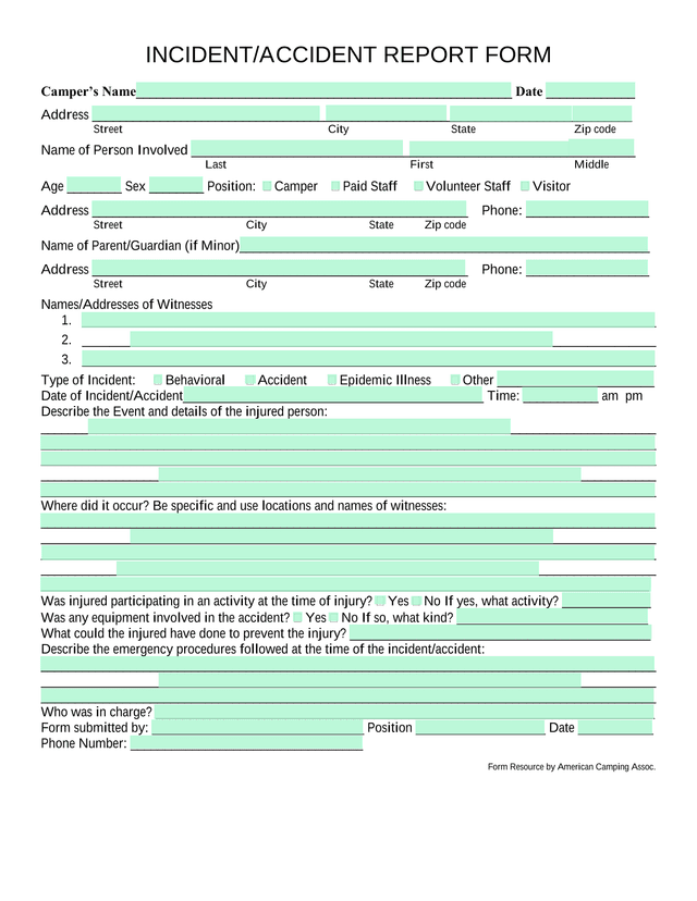INCIDENTACCIDENT REPORT FORM screenshot