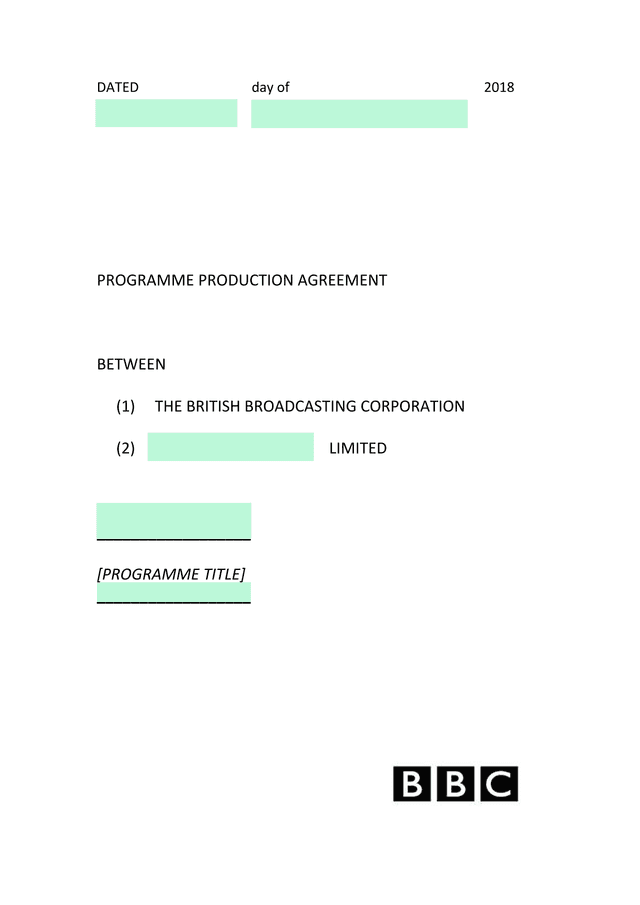 Programme Production Agreement screenshot