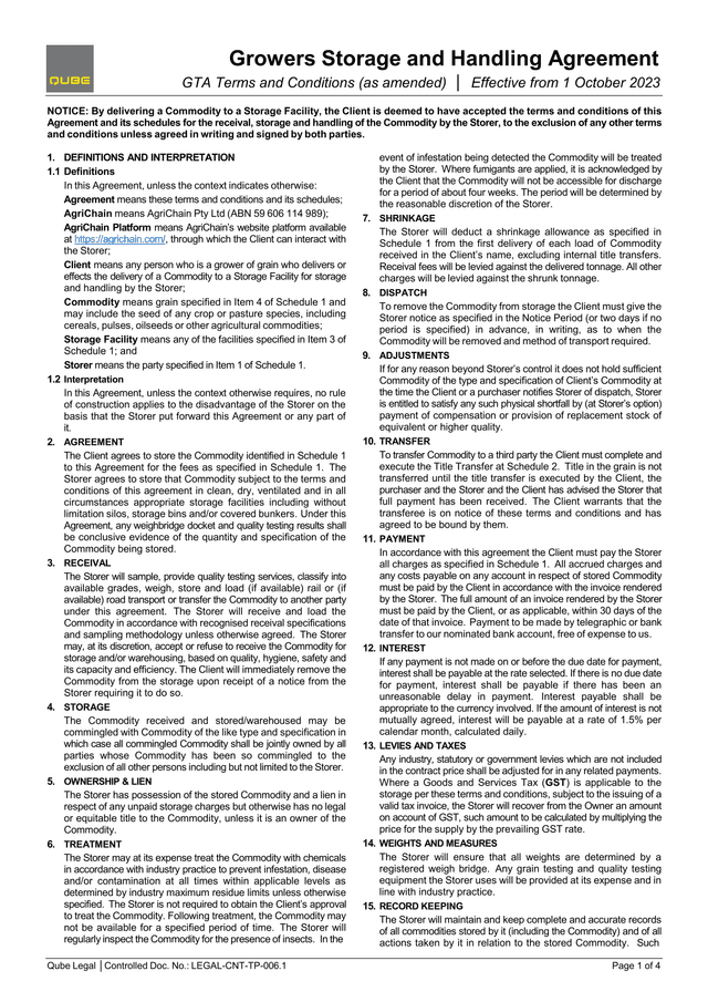 Growers Storage And Handling Agreement screenshot