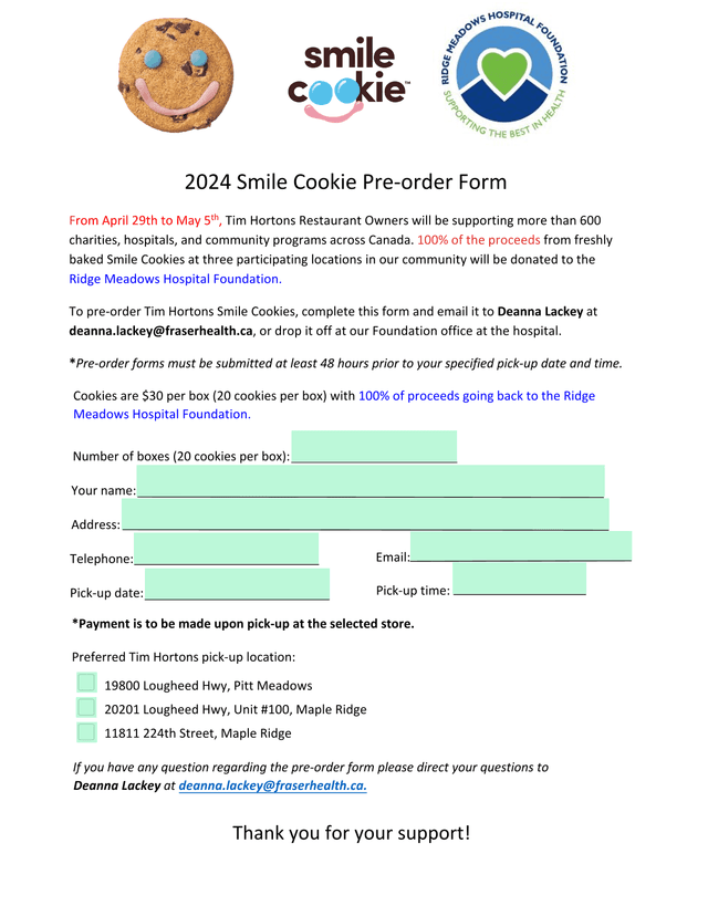 2024 Smile Cookie Pre Order Form screenshot