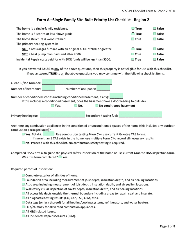 SFSB PL Checklist Form A   Zone 2  V3.0 screenshot