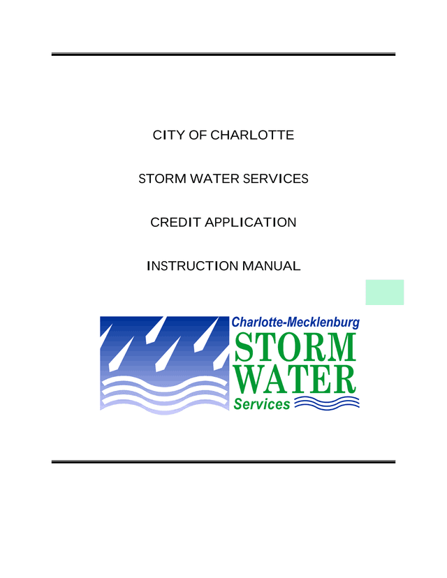 Charlotte Mecklenburg Storm Water Services Credit Application Instruction Manual screenshot