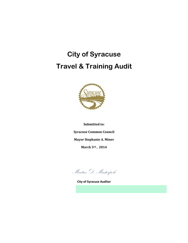 City Of Syracuse Travel  Training Audit screenshot
