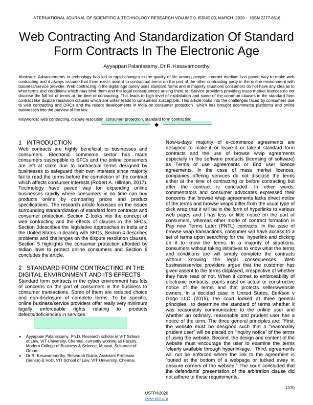 Web Contracting And Standardization Of Standard Form Contracts In The Electronic Age screenshot