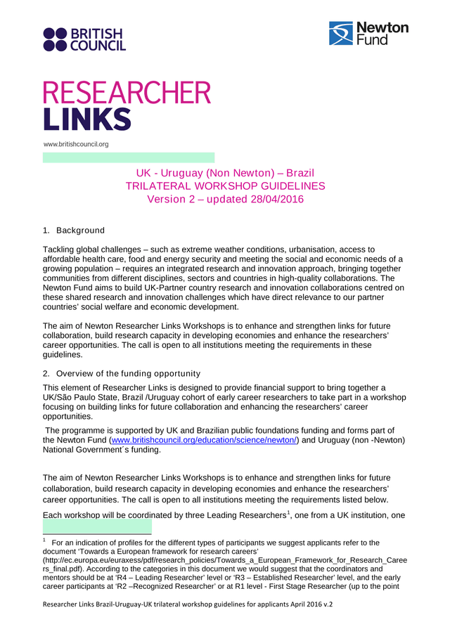 Researcher Links Brazil Uruguay UK Trilateral Workshop Guidelines For Applicants screenshot