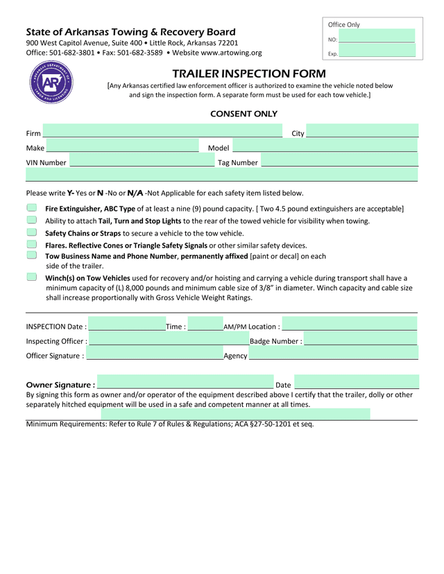 Trailer Inspection Form screenshot