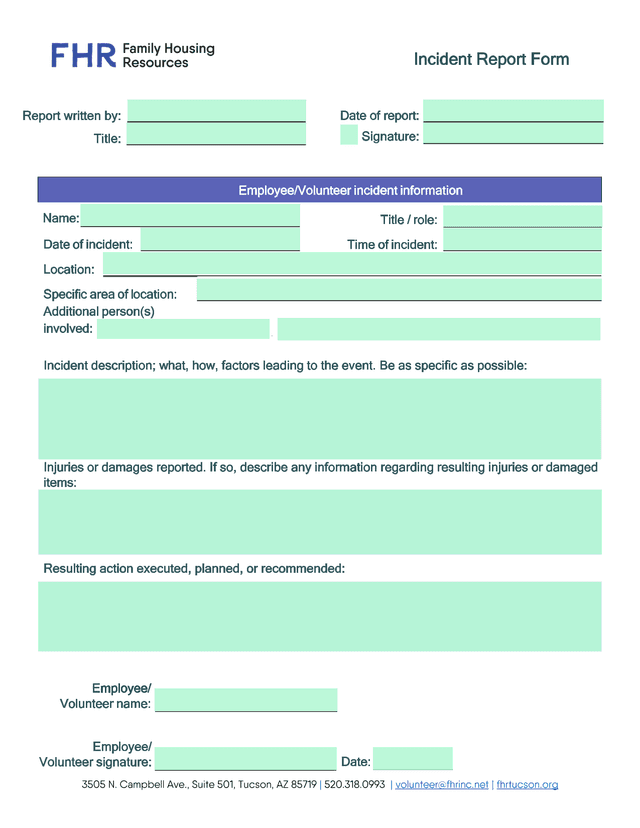 Incident Report Form screenshot