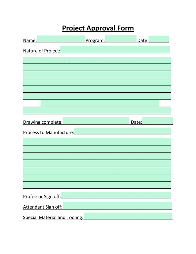Project Approval Form screenshot